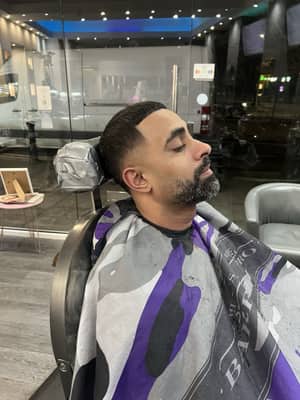 Mid-low fade & beard trim with razor sculpting